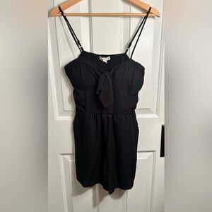 Black Romper, Padded with Bow Front